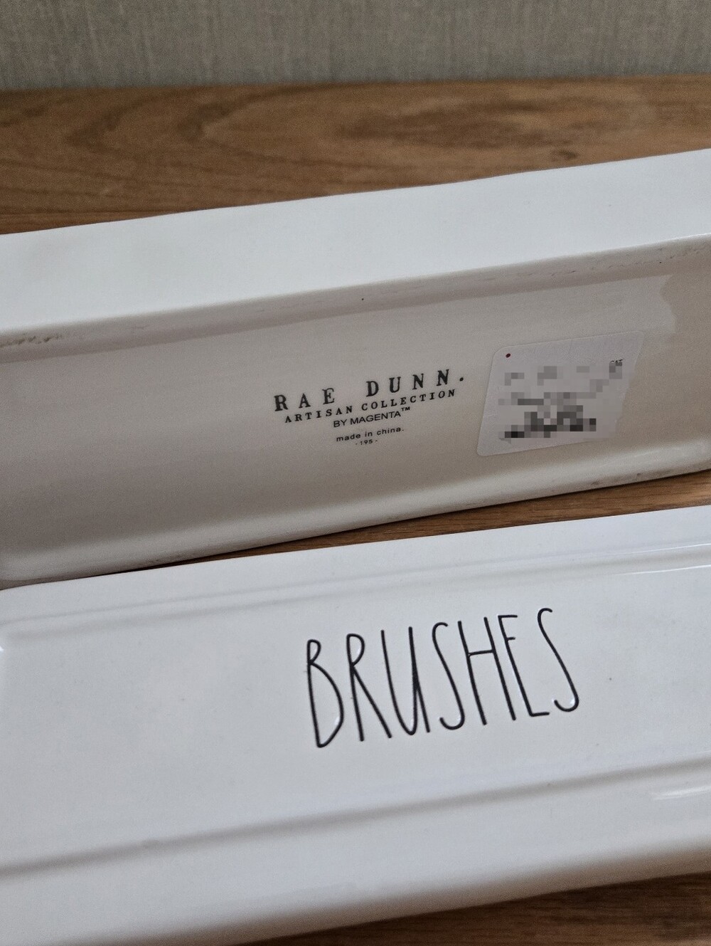 Rae Dunn Ceramic 'Brushes' Storage Box - White - Picture 3 of 3